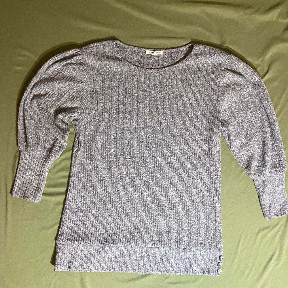 Don’t Stop Believin Women's Silver Sweater with Button Accents